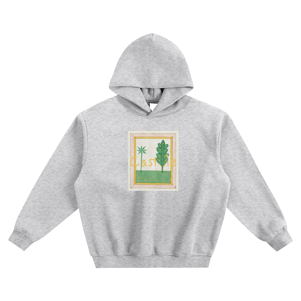 PLANT GREY FLEECED BOXY HOODED SWEATSHIRT